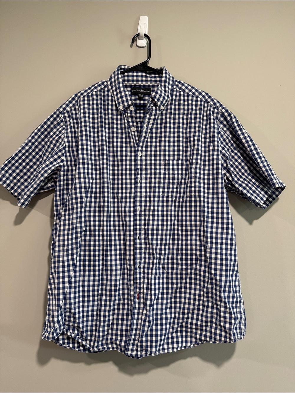 Beverly Hills Polo Club Navy and White Gingham Short-Sleeve Button-Down